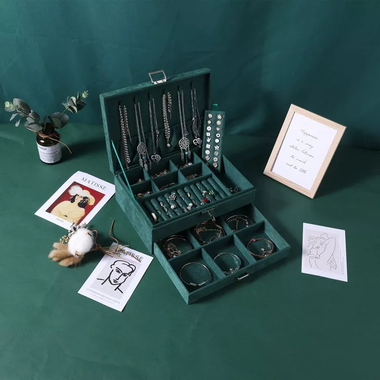 Three Layers Flannel Jewellery Organizer Box