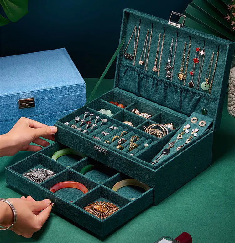 Three Layers Flannel Jewellery Organizer Box