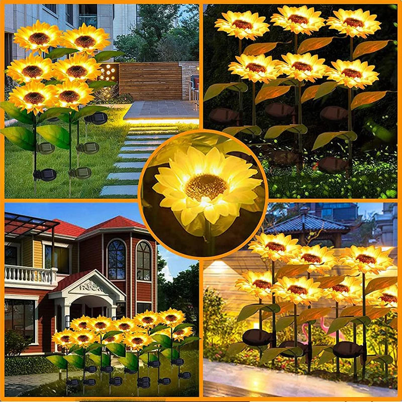 Waterproof Solar Sunflower Garden Lights (Pack Of 2)