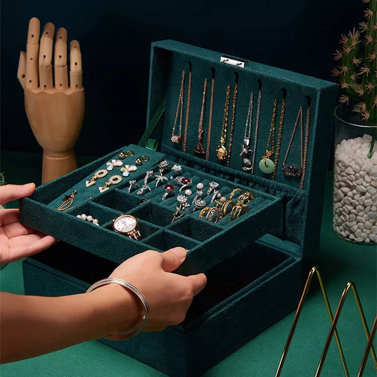 Three Layers Flannel Jewellery Organizer Box