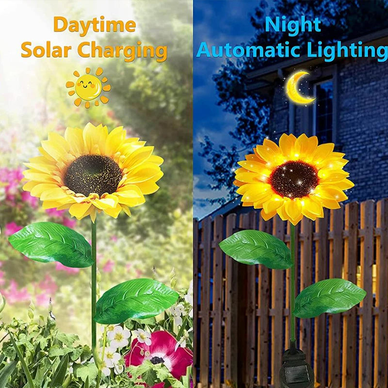 Waterproof Solar Sunflower Garden Lights (Pack Of 2)