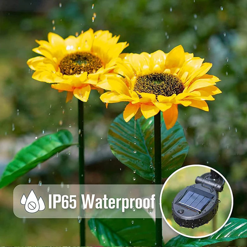 Waterproof Solar Sunflower Garden Lights (Pack Of 2)