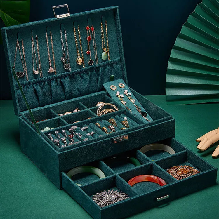 Three Layers Flannel Jewellery Organizer Box